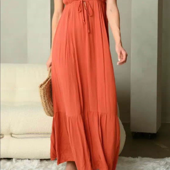 #32 V-NECK FRONT TIE MAXI DRESS - Picture 5 of 5